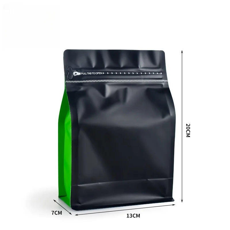 StoBag 50pcs 250g Coffee Beans Packaging Bag with Valve Aluminum Foil Heat Sealing for Powder Tea Nuts Storage Reusable Pouch