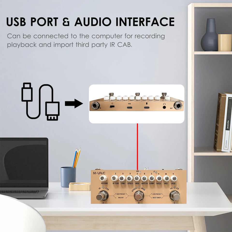 M-VAVE CUBE BABY Portable Multifunctional Electric Guitar Combined Effect Pedal with Wireless Music Playback Phone Recording