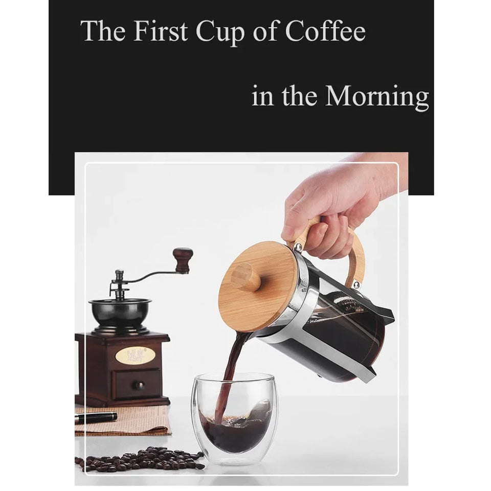 Hot-selling Wholesale Customized Coffee Moka Pot with wood handle and strainer