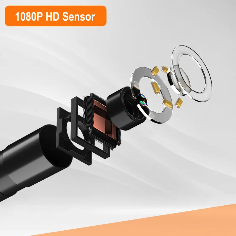 Endoscope Camera 4.3 Inch Screen Replaceable 1-100 Meter Rigid Cable HD1080P 8MM Lens Pipe Inspection USB Borescope LED 2600mAh