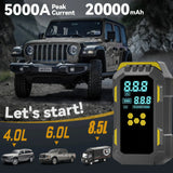 Heavy-Duty Car Jump Starter with 150PSI Air Compressor - Overload-Protected Emergency Power Bank, Suitable for Cars, SUVs