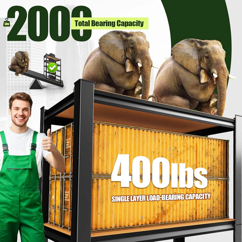 2000LBS Garage Shelving, Heavy Duty Garage Shelves, Adjustable Metal Shelving Unit, Easy Assembly Garage Storage, Customized