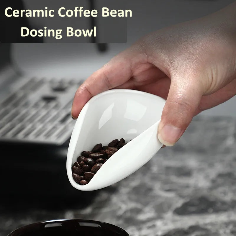 Handmade Ceramic Coffee Bean Dosing Tray Weighing Plate Multi-use Tea Bowl for Coffee Bar Home