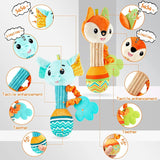 Baby Rattles 0-6 Month Baby Soft Rattles Shaker Hand Grab Sensory Shaker Teething Toys for Babies 6-12 Months Animal Plush Toys