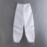 Willshela Women Fashion Parachute Cargo Pants Vintage Jogging Trousers High Elastic Waist Female Chic Lady Boot Cut