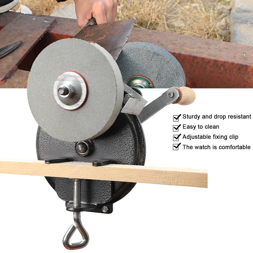 Hand Cranked Desktop Grinding Wheel Grinder Old-Fashioned Sharpening Machine Polishing Sharpener Cutting Tool for Kitchenware