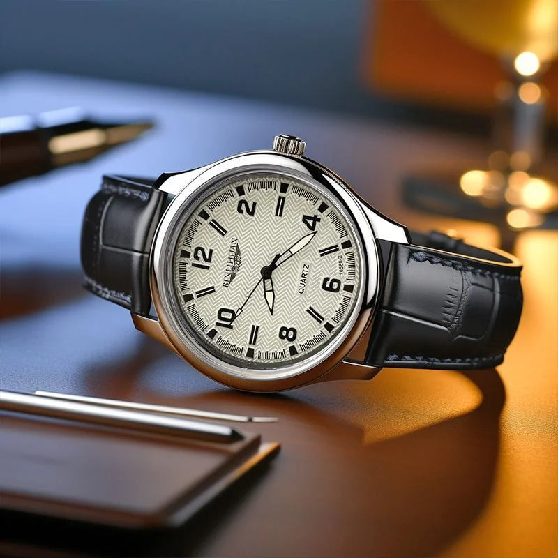 Top Brand Man Wristwatch Luxury Business Waterproof Men Watch For Men Quartz Clock Leather Men's Watches reloj+Box Men's Gift