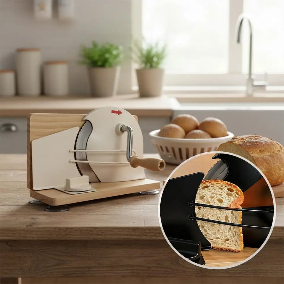 Adjustable Manual Bread Cutter Hand Crank Ergonomic Bread Slicing Cutter for Commercial Bakery Shop & Home Baking Daily Use