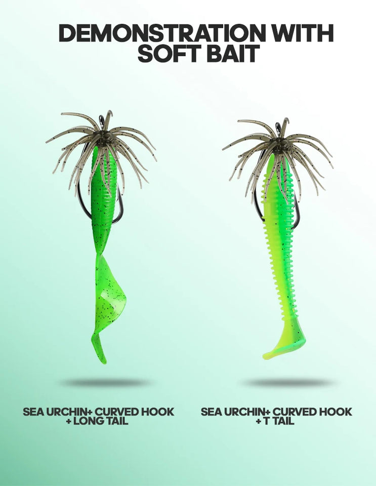 TAIYU 2-Pack Floating Sea Urchin Soft Lures, Bionic Soft Baits, TPE Material Fishing Lures for Saltwater Fishing, Commercial Pon