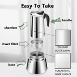 Coffee Maker Pot Moka Coffee Maker Stainless Steel 2/4/6/9 Cups Mocha Espresso Latte Stovetop Filter Coffee Pot for Kitchen