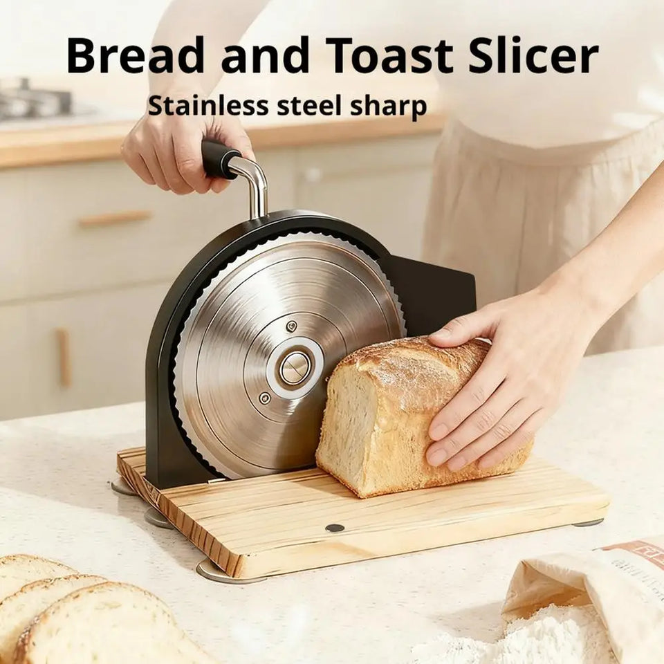 Adjustable Manual Bread Cutter Hand Crank Ergonomic Bread Slicing Cutter for Commercial Bakery Shop & Home Baking Daily Use