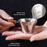 90ml 3oz Espresso Measuring Cup with Wood Handle Stainless Steel Coffee Shot Coffee Pouring Cup Kitchen Measuring Accessories