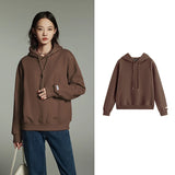 Women Plush Hoodies Sweatshirt 2024 Autumn Long Sleeve Loose Hooded Sweatshirt Versatile Leisure Multicolor Warm Pullover Tops