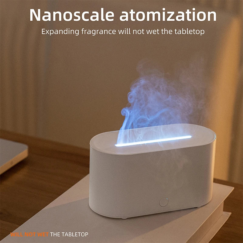 HY02 Flame Aromatherapy Humidifier with Anti-Dry Burn Feature Colorful Lights Silent Mist Moisturizing And Humidifying Function