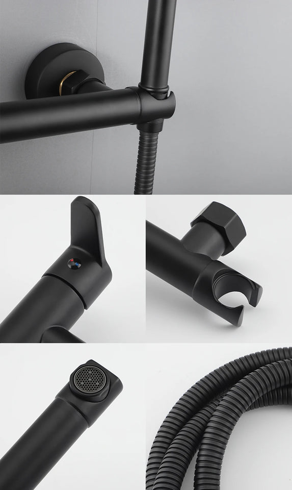 ULA Brass Bidet Faucet Black Toilet Faucet Handheld Toilet Bidet Sprayer Set Hygienic Shower Hot Cold Water Mixer Shower Head