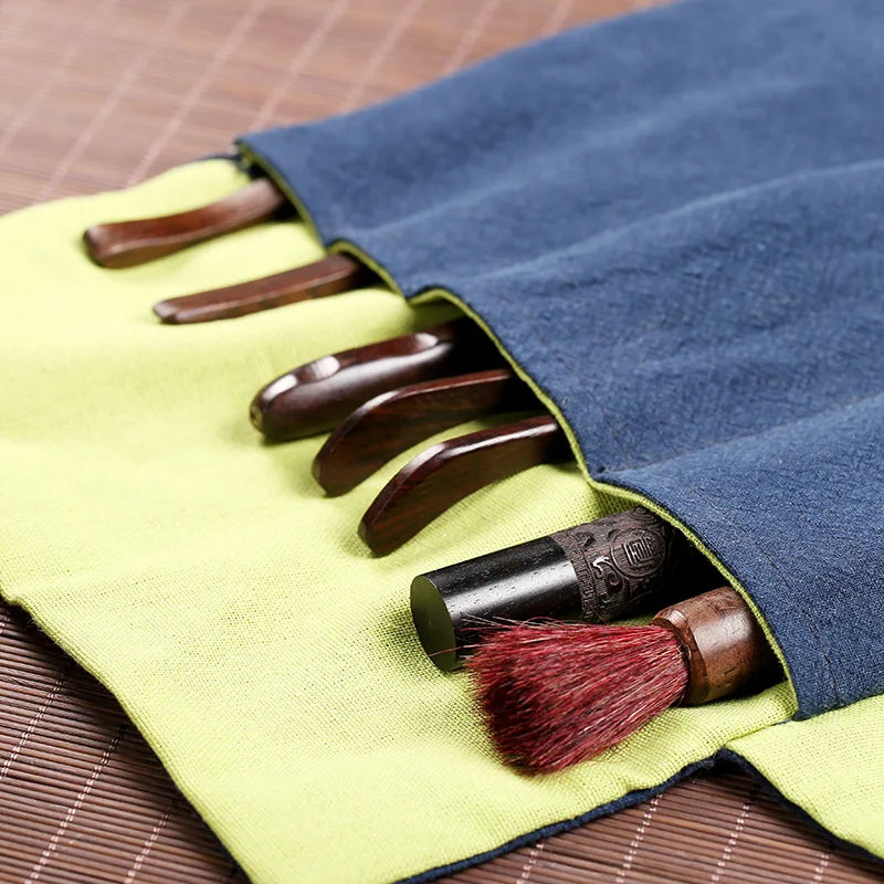 Cotton Tea Utensil Storage Bag, Tea Ceremony Organizer, Gentlemen's Cloth Bag, Portable Travel Accessories, Small Bags