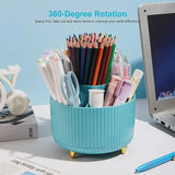 360 Degree Rotatable Pen Holder, 5 Slots Office Desk Organizer, Pencil Holder for Desk Multi-Functional Pencil Cup Desktop Stati