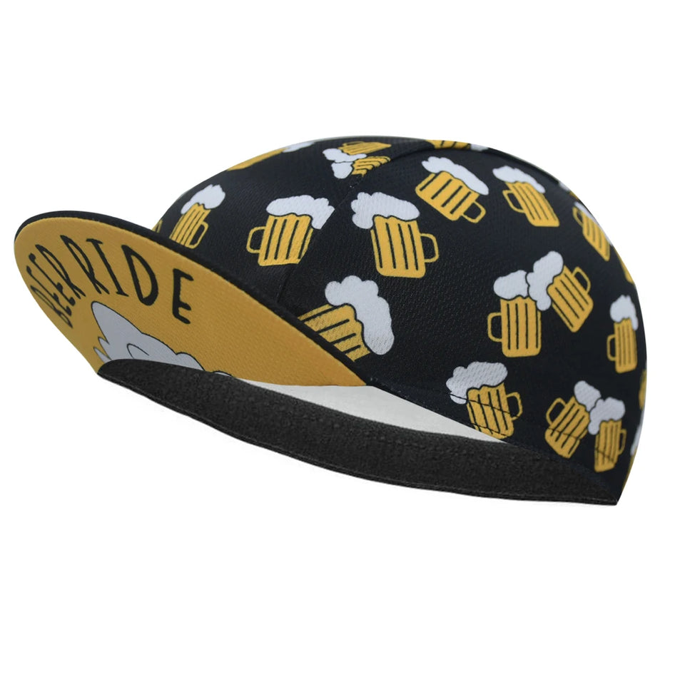 Black Cycling Cap Funny Road Bicycle Hat Cartoon Bike Headwear Men and Women Coffee & Beer Gorra Ciclismo