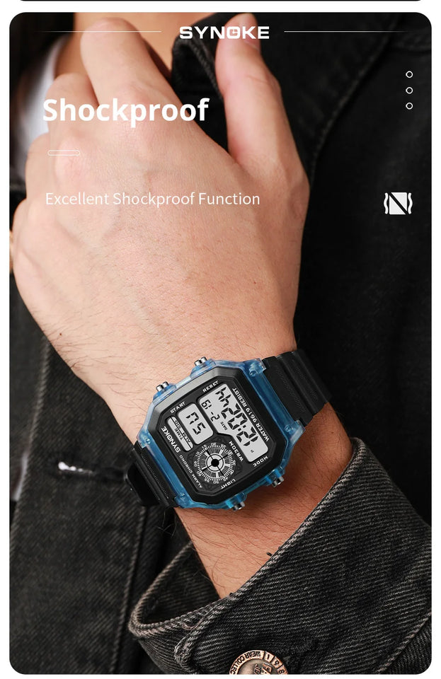 SYNOKE Digital Watches Men Sports Luminous Multifunction Waterproof Women Wristwatch Outdoor and Running Student Seven Lights
