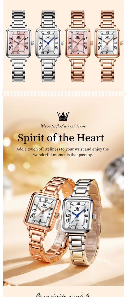 OLEVS 5641 Ladies Watch Fashion Luxury Original  Square Quartz Watch Waterproof Luminous Automatic Date Watches For Woman Gifts