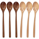 6 Piece Wooden Spoon Bamboo Kitchen Korean Style 9 '' Inch Natural Wood Soup Tableware Cooking Honey Coffee Spoon Mixing Spoon