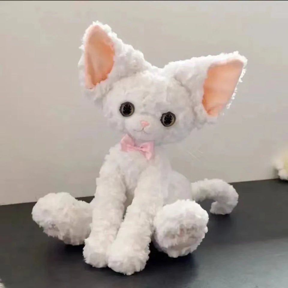 50CM Black German Cat Plush Toy Black And White Kawaii Small Curly Soft Accompany Doll To Send Children Birthday Christmas Gift