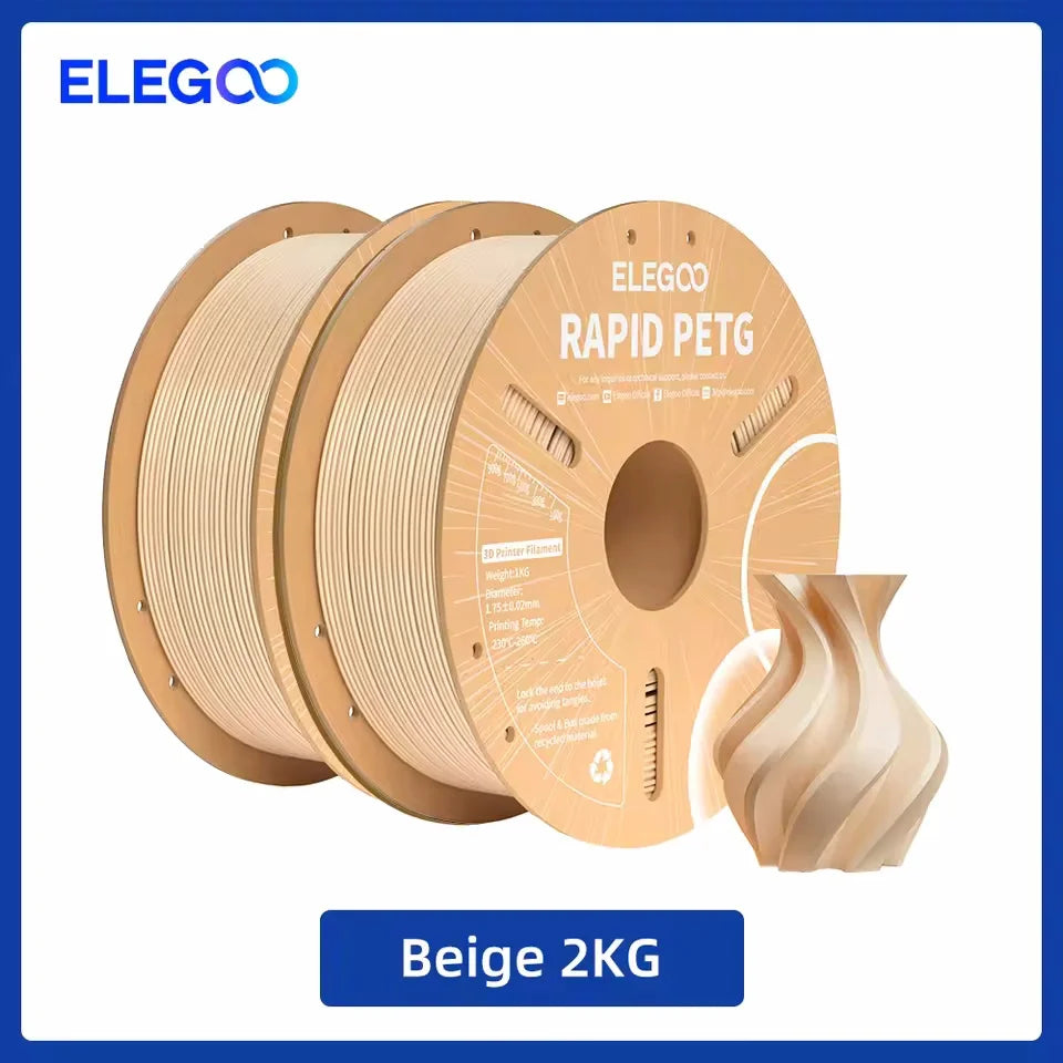 ELEGOO Rapid PETG Filament 1.75mm 1KG,High Speed 30-600mm/s 3D Printer Filament 1kg Fits for Most FDM 3D Printers