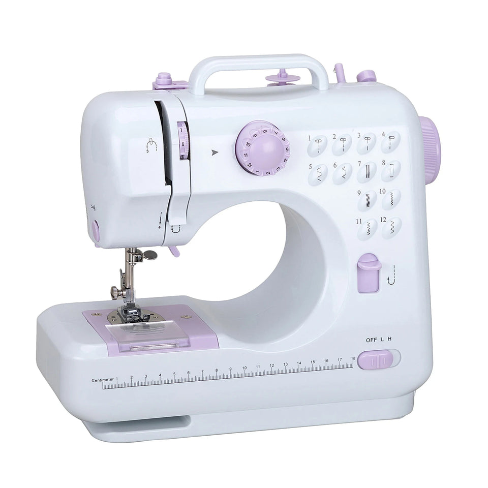 12 Stitches Electric FMSH-505 Sewing Machine Mini Household Sewing Machine with Extension Table US Automatic winding design