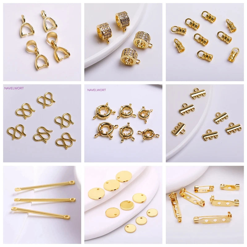 18k Gold Plated Spacer Beads For Bracelet Making,Separators For Beads,Jewelry Fittings,DIY Jewellery Making Supplies Wholesale