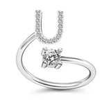 LATS Zircon Initial A-Z Letter Rings for Women Girl Adjustable Opening Ring Name Alphabet Female Wedding Fashion Jewelry Gift