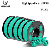 TECBEARS High Speed Matte PETG 3D Filament 1.75mm 5KG petg 600mm/s  Neatly Wound Multi Color FDM 3D Printer Materials DIY Gift