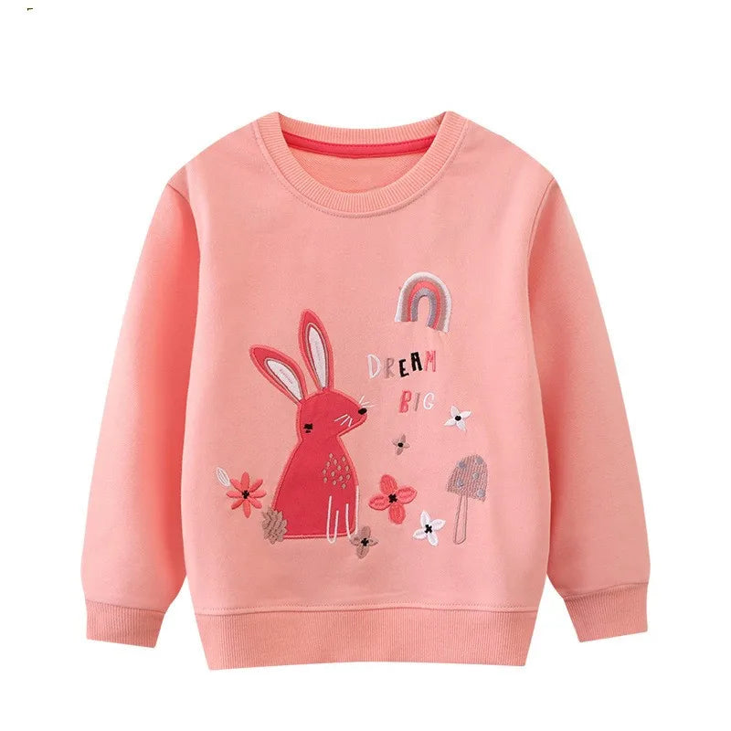 Jumping Meters 2-7T New Arrivals Girls Sweatshirts Bunny Applique Toddler Clothing Hooded Tops Autumn Spring Baby Costume