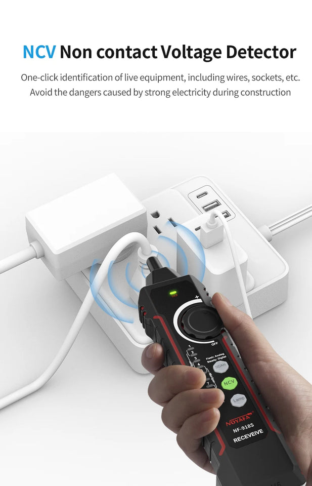 NOYAFA NF-918S Network Cable Tester Red Light Pen Wire Tracer with Optical Power Meter POE Check Wiremap Crimp Test Line Finder
