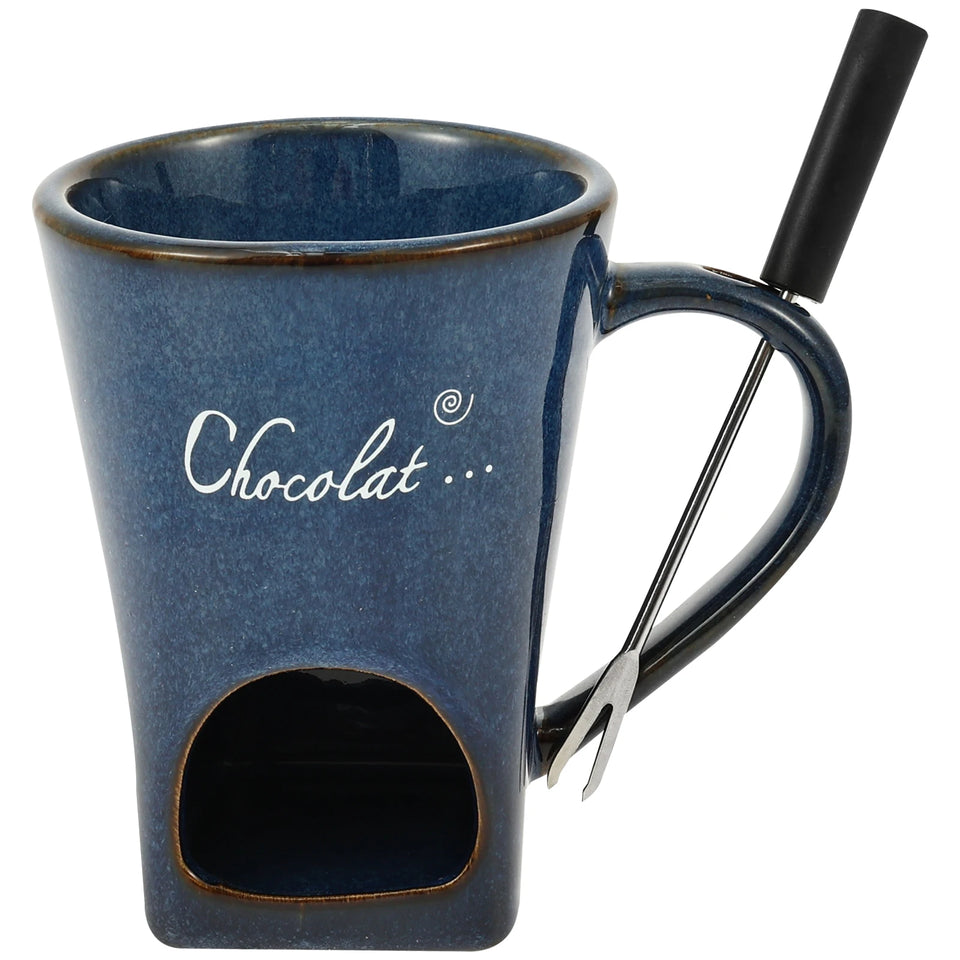 150ML Chocolate Fondue Cup European Candle Cup Ceramic Mug Heating Food Cheese Butter Coffee Mug With Fork Home Party Supplies