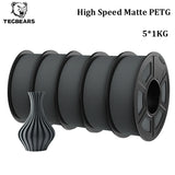 TECBEARS High Speed Matte PETG 3D Filament 1.75mm 5KG petg 600mm/s  Neatly Wound Multi Color FDM 3D Printer Materials DIY Gift