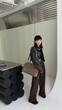 Winter Matte Coffee Camel Grey Large Tote Russian Style Real Suede Cow Leather Women Handbag Nubuck Commuter Office Shoulder Bag