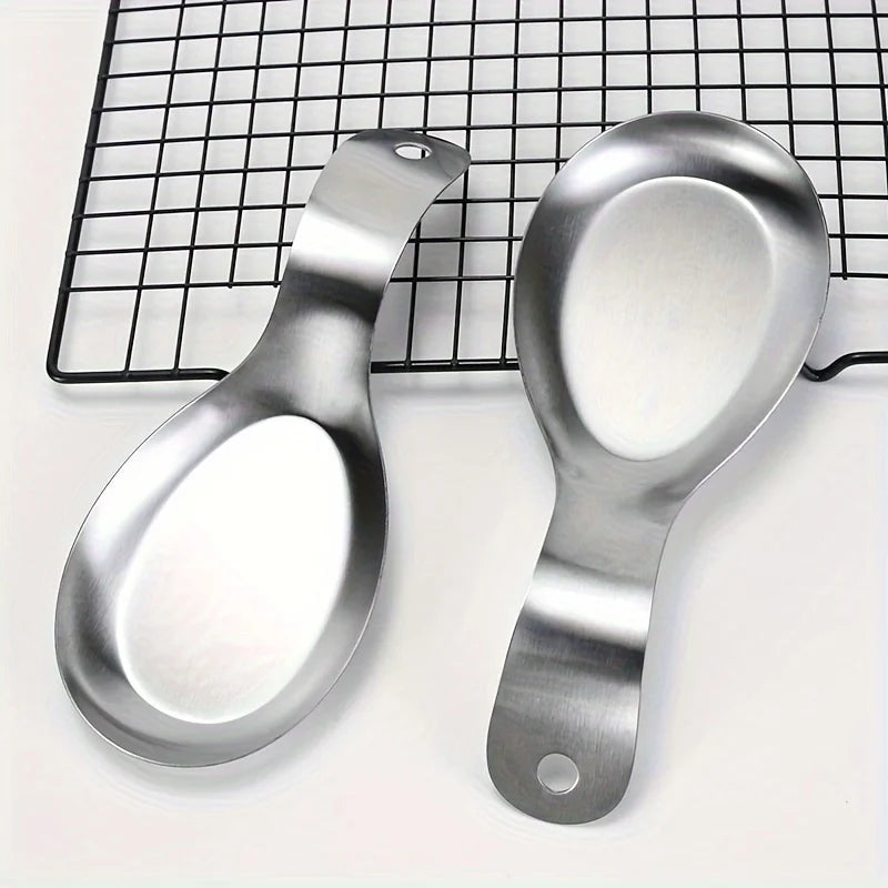 1pc Durable Stainless Steel Soup Spoon Rest Tray-Sleek, Simple Design for Home Commercial Use | Holds Spoons Small Kitchen Tools