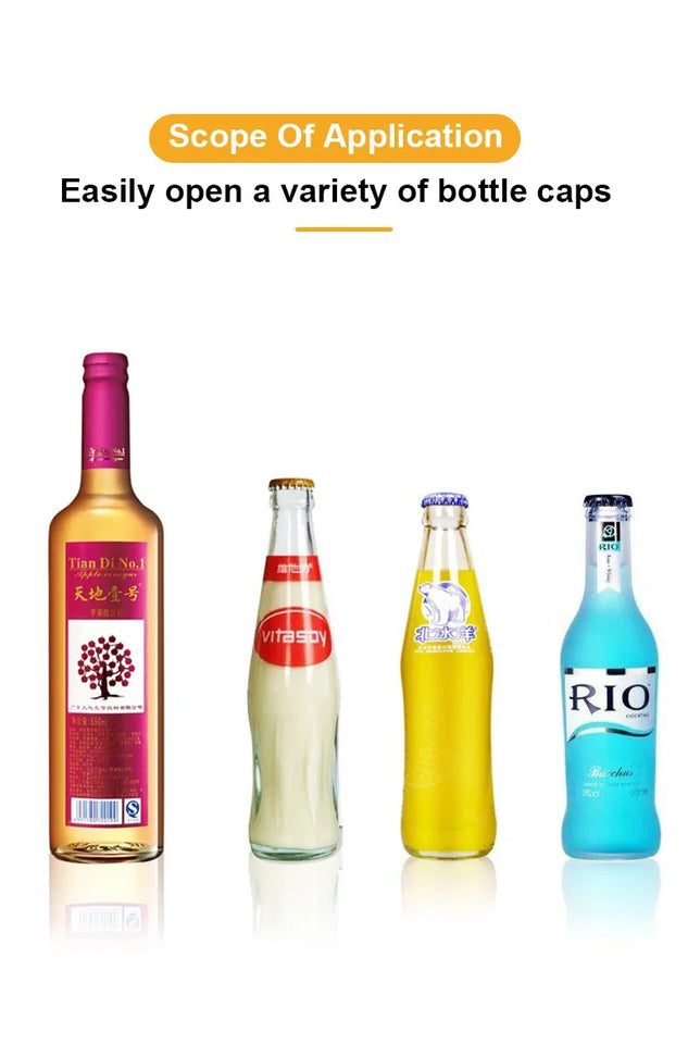 Stainless Steel Automatic  Beer Bottle Opener No Bend Push Down Cap - Easy Open for Beer and Soda Glass Bottles Kitchen Opener