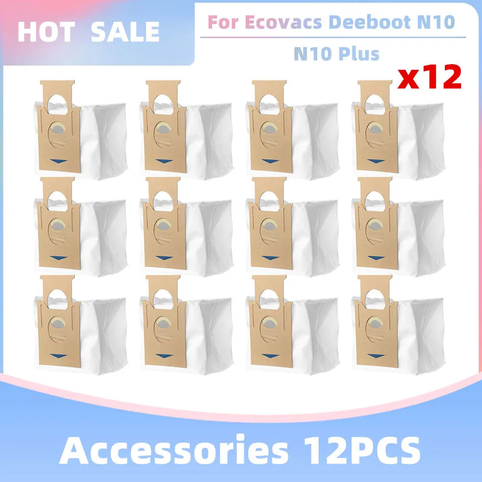 Compatible for Ecovacs Deeboot N10 / N10 Plus Replacement Accessories Parts Main Side Brush Hepa Filter Dust Bag Mop Cloth