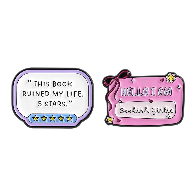 2-6pcs/set Hobby Collection Enamel Pins Reading Book Iced Coffee Knit Brooch Hiking Badges Music Korean Girls Band Jewelry