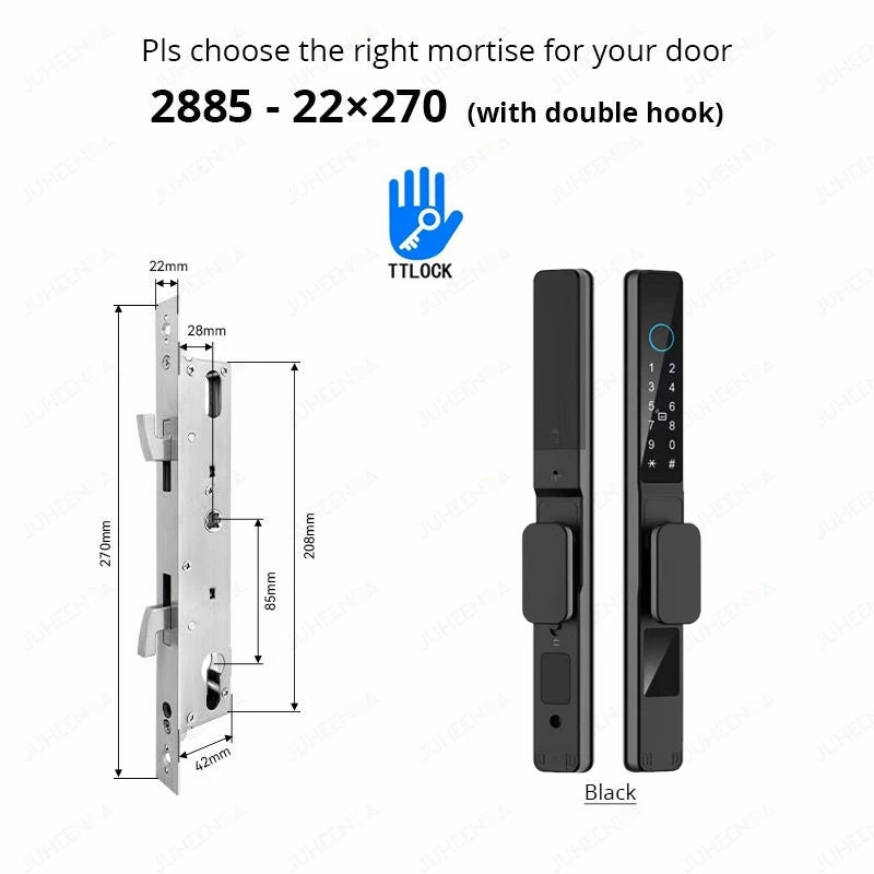 TTLock APP Waterproof Fingerprint Password Smart Lock For Outdoor Pull Push Sliding Aluminum Door 2885/ 3585/ 4585 /6085 Mortise