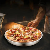 3-Pack Stainless Steel Baking Trays - Heat Resistant round Pizza Pans for Home And Commercial Use Easy to Clean Perfect for Chri