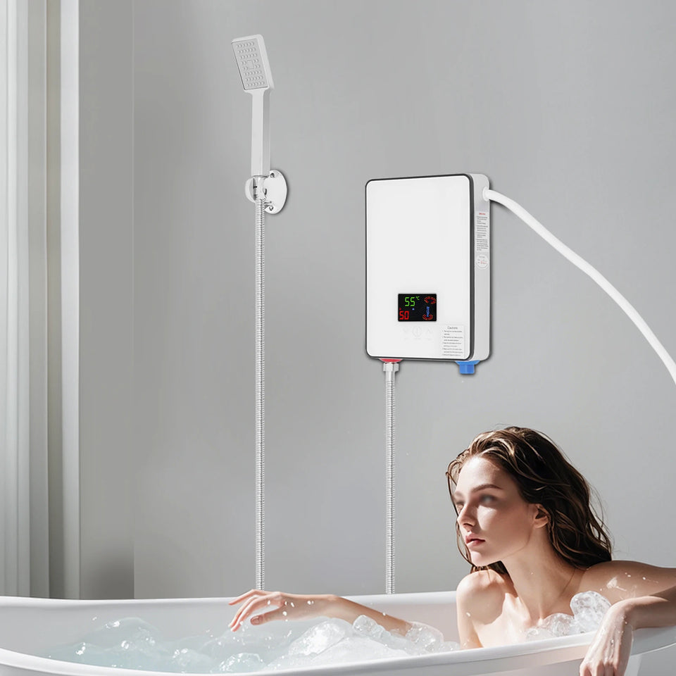 4500W 110V Water Heater, Touch Screen Electric Water Heater, Instantaneous Water Heater  On Demand Bath Shower