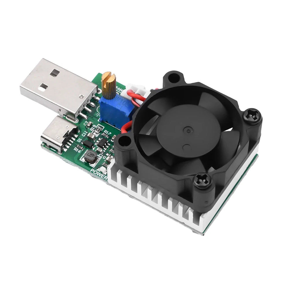 18W 22.5W Electronic Test Load Resistor USB Interface Battery Discharge Capacity Tester with Fan Adjustable Current Module Tool