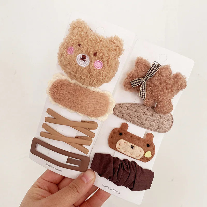 Coffee Warm Color Cute Cartoon Princess Hairpins Children Girls Kid Hair Clips Barrettes Accessories Hairclip Headwear Headdress