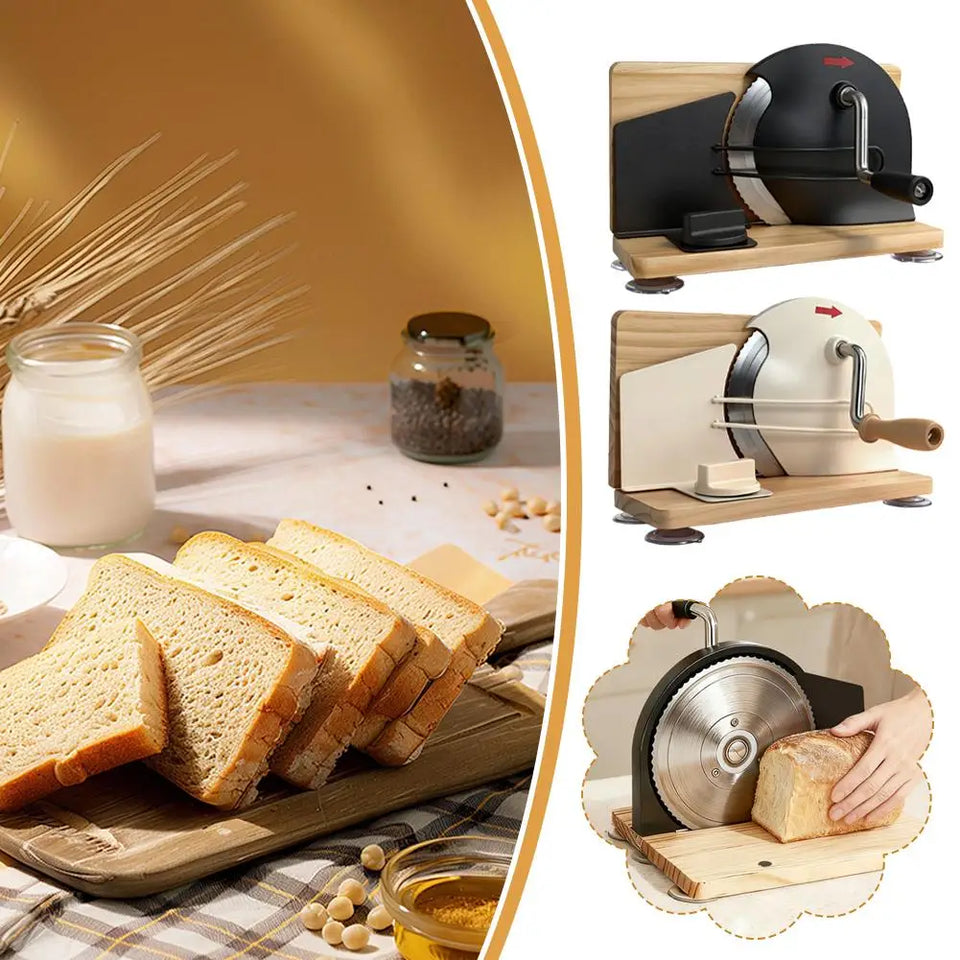 Adjustable Manual Bread Cutter Hand Crank Ergonomic Bread Slicing Cutter for Commercial Bakery Shop & Home Baking Daily Use