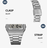 SYNOKE Stainless Steel watchband Chrono Sport Watches Men Back Light Display Digital Wristwatch Waterproof plastic watch case