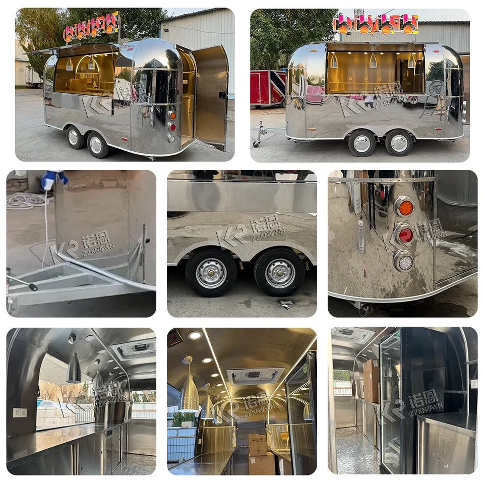 mobile food vending cart with multifunctional and spacious interior, serving as a portable kitchen trailer