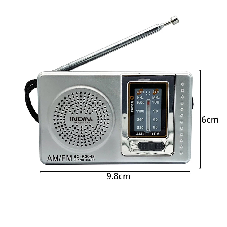 FM/AM Pocket Radio Player Telescopic Antenna Dual Band Music Player Radio Battery Powered Pocket Stereo Radio Built-in Speaker