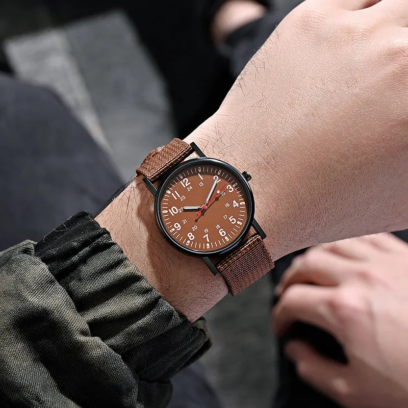 YIKAZE Military Men's Watches Luminous Shock Resistant Men Sports Watches Canvas Strap Simple Outdoor Quartz Wristwatch for man